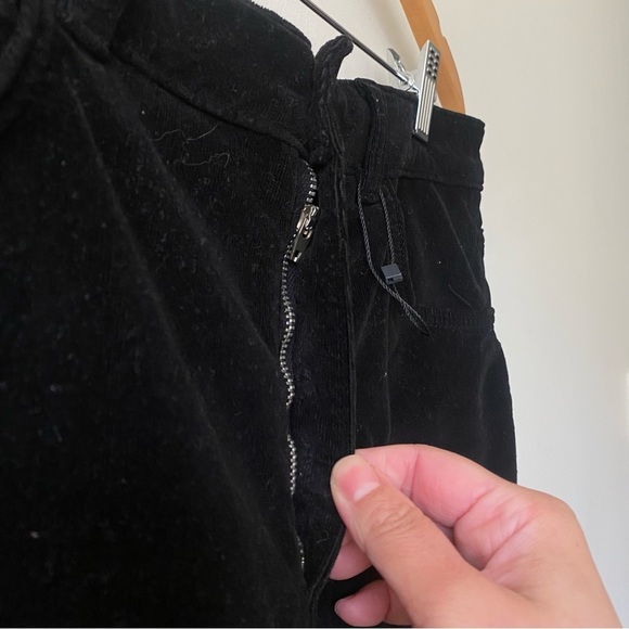 Zara Corduroy Cotton Blend Wide Straight Leg Pants Black - Picture 6 of 11